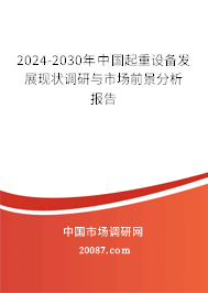 2024-2030年中国起重设备发展现状调研与市场前景分析报告