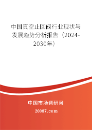 中国真空止回阀行业现状与发展趋势分析报告（2024-2030年）