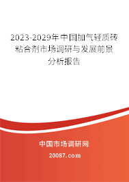 2023-2029年中国加气轻质砖粘合剂市场调研与发展前景分析报告