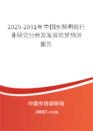 2025-2031年中国水解明胶行业研究分析及发展前景预测报告 2025-2031年中国水解明胶行业研究分析及发展前景预测报告