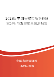 2023版中国谷物市场专题研究分析与发展前景预测报告