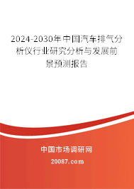 2024-2030年中国汽车排气分析仪行业研究分析与发展前景预测报告