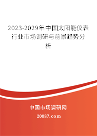 2023-2029年中国太阳能仪表行业市场调研与前景趋势分析