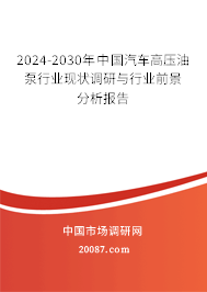 2024-2030年中国汽车高压油泵行业现状调研与行业前景分析报告