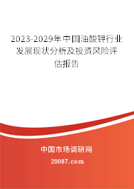 2023-2029年中国油酸钾行业发展现状分析及投资风险评估报告