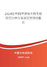 2024版中国中厚板市场专题研究分析与发展前景预测报告