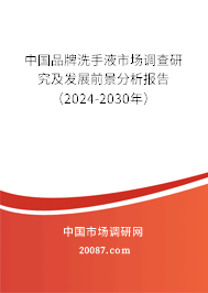 中国品牌洗手液市场调查研究及发展前景分析报告（2024-2030年）