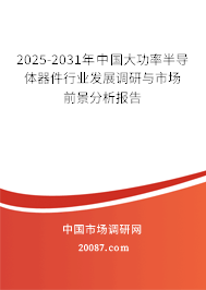 2025-2031年中国大功率半导体器件行业发展调研与市场前景分析报告 2025-2031年中国大功率半导体器件行业发展调研与市场前景分析报告