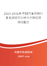 2025-2031年中国汽车修理行业发展研究分析与市场前景预测报告 2025-2031年中国汽车修理行业发展研究分析与市场前景预测报告