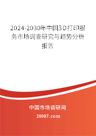 2024-2030年中国3D打印服务市场调查研究与趋势分析报告