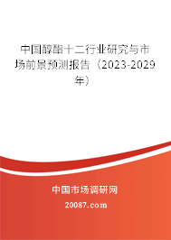 中国醇酯十二行业研究与市场前景预测报告（2023-2029年）