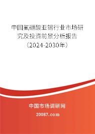 中国氟硼酸亚锡行业市场研究及投资前景分析报告（2024-2030年）