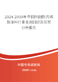 2024-2030年中国热固性丙烯酸涂料行业发展回顾及前景分析报告