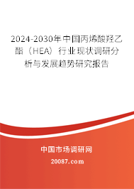 2024-2030年中国丙烯酸羟乙酯（HEA）行业现状调研分析与发展趋势研究报告