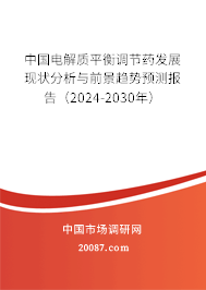 中国电解质平衡调节药发展现状分析与前景趋势预测报告（2024-2030年）