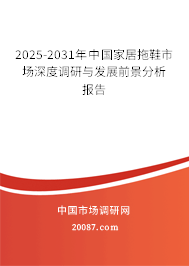 2025-2031年中国家居拖鞋市场深度调研与发展前景分析报告 2025-2031年中国家居拖鞋市场深度调研与发展前景分析报告