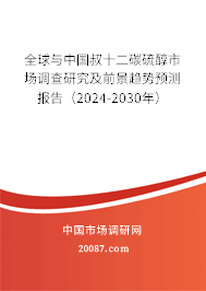 全球与中国叔十二碳硫醇市场调查研究及前景趋势预测报告（2024-2030年）