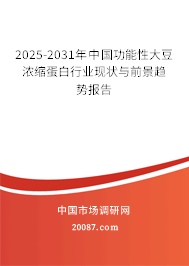 2025-2031年中国功能性大豆浓缩蛋白行业现状与前景趋势报告 2025-2031年中国功能性大豆浓缩蛋白行业现状与前景趋势报告