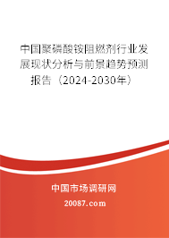 中国聚磷酸铵阻燃剂行业发展现状分析与前景趋势预测报告（2024-2030年）