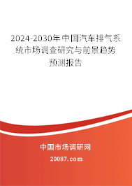 2024-2030年中国汽车排气系统市场调查研究与前景趋势预测报告