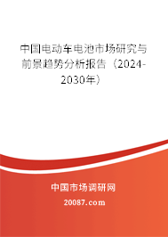 中国电动车电池市场研究与前景趋势分析报告（2024-2030年）