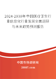 2024-2030年中国医疗卫生行业信息化行业发展全面调研与未来趋势预测报告