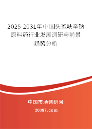 2025-2031年中国头孢呋辛钠原料药行业发展调研与前景趋势分析 2025-2031年中国头孢呋辛钠原料药行业发展调研与前景趋势分析