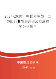 2024-2030年中国苯甲酸十二醇酯行业发展调研及发展趋势分析报告