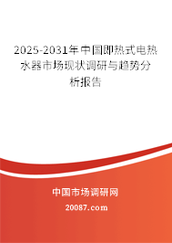 2025-2031年中国即热式电热水器市场现状调研与趋势分析报告 2025-2031年中国即热式电热水器市场现状调研与趋势分析报告