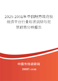 2025-2031年中国地方政府投融资平台行业现状调研与前景趋势分析报告 2025-2031年中国地方政府投融资平台行业现状调研与前景趋势分析报告