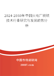 2024-2030年中国火电厂脱硫技术行业研究与发展趋势分析