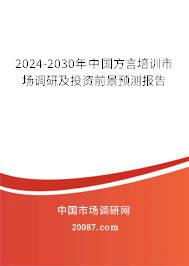 2024-2030年中国方言培训市场调研及投资前景预测报告