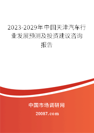 2023-2029年中国天津汽车行业发展预测及投资建议咨询报告