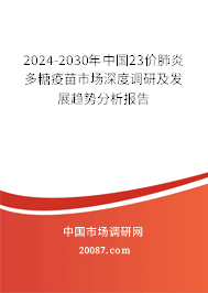 2024-2030年中国23价肺炎多糖疫苗市场深度调研及发展趋势分析报告