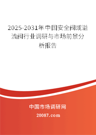 2025-2031年中国安全阀或溢流阀行业调研与市场前景分析报告 2025-2031年中国安全阀或溢流阀行业调研与市场前景分析报告