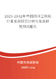 2025-2031年中国海洋工程船行业发展研究分析与发展趋势预测报告 2025-2031年中国海洋工程船行业发展研究分析与发展趋势预测报告