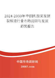 2024-2030年中国乳酸菌发酵裂解液行业市场调研与发展趋势报告