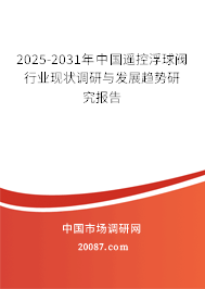 2025-2031年中国遥控浮球阀行业现状调研与发展趋势研究报告 2025-2031年中国遥控浮球阀行业现状调研与发展趋势研究报告