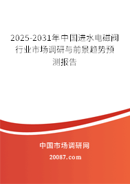 2025-2031年中国进水电磁阀行业市场调研与前景趋势预测报告 2025-2031年中国进水电磁阀行业市场调研与前景趋势预测报告
