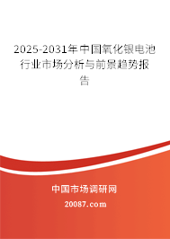 2025-2031年中国氧化银电池行业市场分析与前景趋势报告 2025-2031年中国氧化银电池行业市场分析与前景趋势报告
