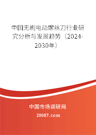 中国无刷电动螺丝刀行业研究分析与发展趋势（2024-2030年）