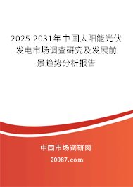 2025-2031年中国太阳能光伏发电市场调查研究及发展前景趋势分析报告 2025-2031年中国太阳能光伏发电市场调查研究及发展前景趋势分析报告