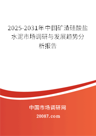 2025-2031年中国矿渣硅酸盐水泥市场调研与发展趋势分析报告 2025-2031年中国矿渣硅酸盐水泥市场调研与发展趋势分析报告