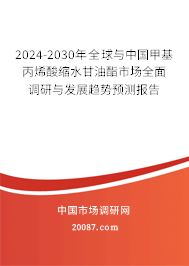 2024-2030年全球与中国甲基丙烯酸缩水甘油酯市场全面调研与发展趋势预测报告 2024-2030年全球与中国甲基丙烯酸缩水甘油酯市场全面调研与发展趋势预测报告