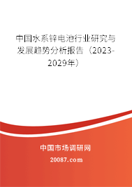 中国水系锌电池行业研究与发展趋势分析报告（2023-2029年）