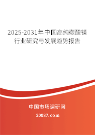 2025-2031年中国高纯碳酸镁行业研究与发展趋势报告 2025-2031年中国高纯碳酸镁行业研究与发展趋势报告