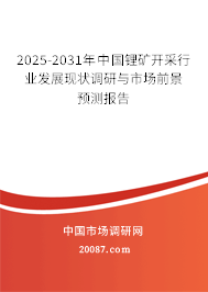 2025-2031年中国锂矿开采行业发展现状调研与市场前景预测报告 2025-2031年中国锂矿开采行业发展现状调研与市场前景预测报告