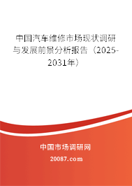 中国汽车维修市场现状调研与发展前景分析报告(2025-2031年) 中国汽车维修市场现状调研与发展前景分析报告(2025-2031年)