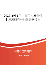 2025-2031年中国风力发电行业发展研究与前景分析报告 2025-2031年中国风力发电行业发展研究与前景分析报告