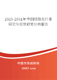 2025-2031年中国硅酸盐行业研究与前景趋势分析报告 2025-2031年中国硅酸盐行业研究与前景趋势分析报告